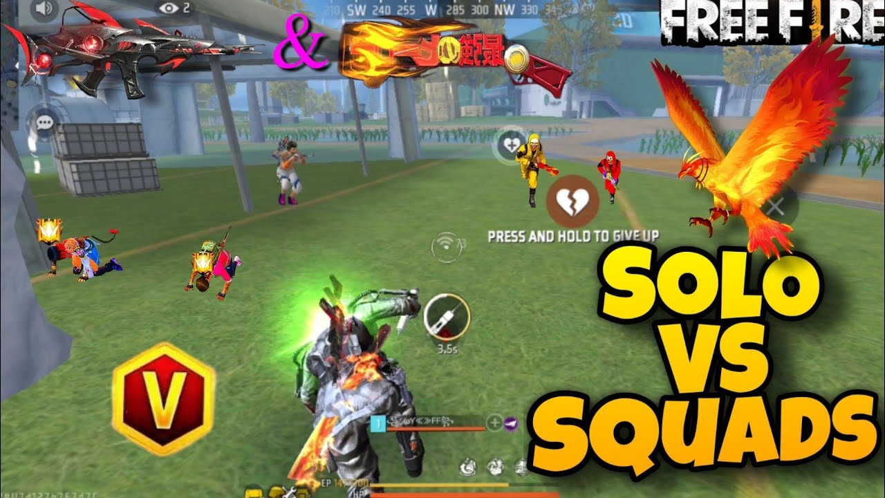 Free Fire Solo Vs Squad Gameplay | 1 Vs 4 | Free Fire Max | Solo Vs ...