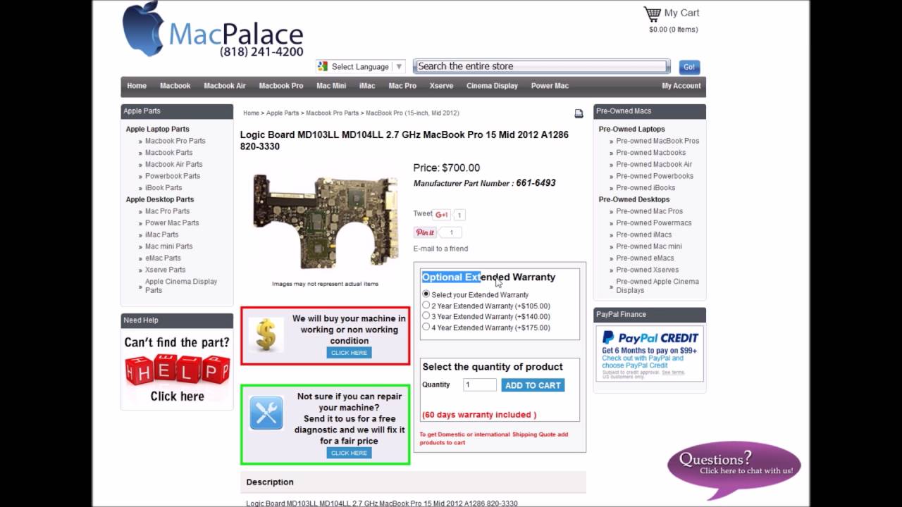 Purchase extended warranty protect yourself from accident MacPalace.com Warning!