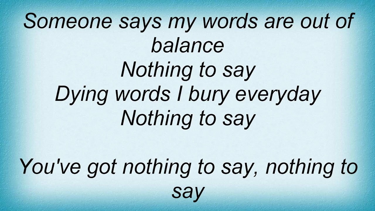 Soundgarden Nothing To Say Lyrics YouTube