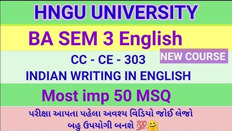 Ba sem - 3 english - Cc-Ce - 303 Most imp Msq Hngu - hngu English imp msq - online exam ba sem - 3