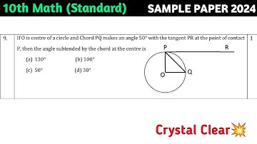 If O is centre of a circle and Chord PQ makes an angle 50° with the tangent PR at the point of