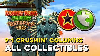 Donkey Kong Country Returns HD 9-1 Crushin Columns All Collectibles (All Letters & Puzzle Pieces)