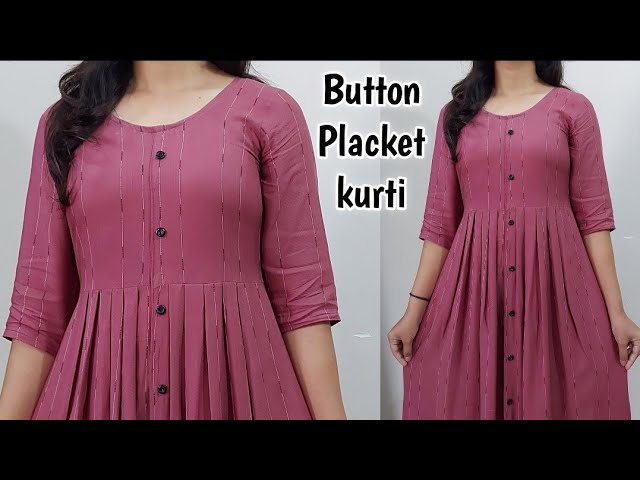 an elegant indigo anarkali with saffron coloured fabric potli buttons in  the front and in the cuffs. the… | Kurta designs women, Cotton kurti designs,  Kurti designs