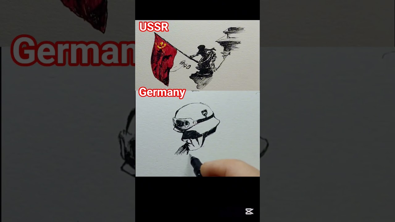 USSR vs Germany soldier drawing 