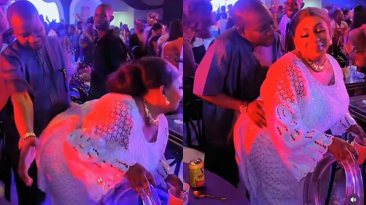 Mide Martins' Husband Gbola Stand As Her Wife Do This to Him at Mercy Aigbe Party