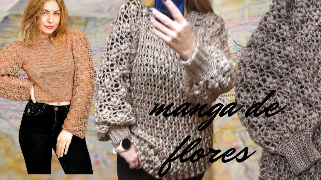 мастер-класс по вязанию кардигана крючком с цветком и каплями дождя (субтитры)