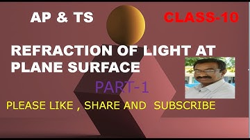 REFRACTION OF LIGHT AT PLANE SURFACE PART-1 @CLASS-10 /AP &TS / TET/DSC/ CBSE/ NCERT/ POLYCET /APRJC