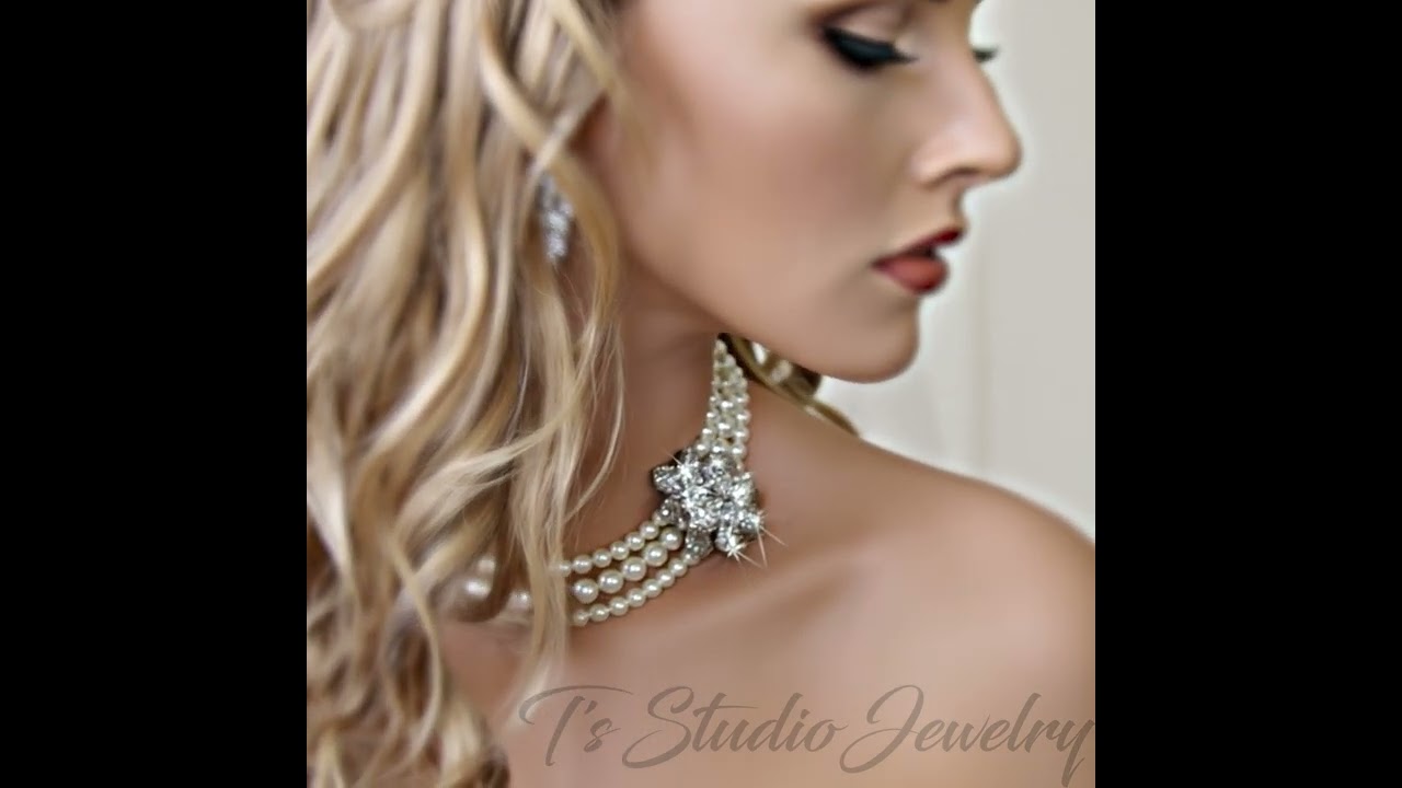 Swarovski Pearl Bridal Necklace Crystal Centerpiece 