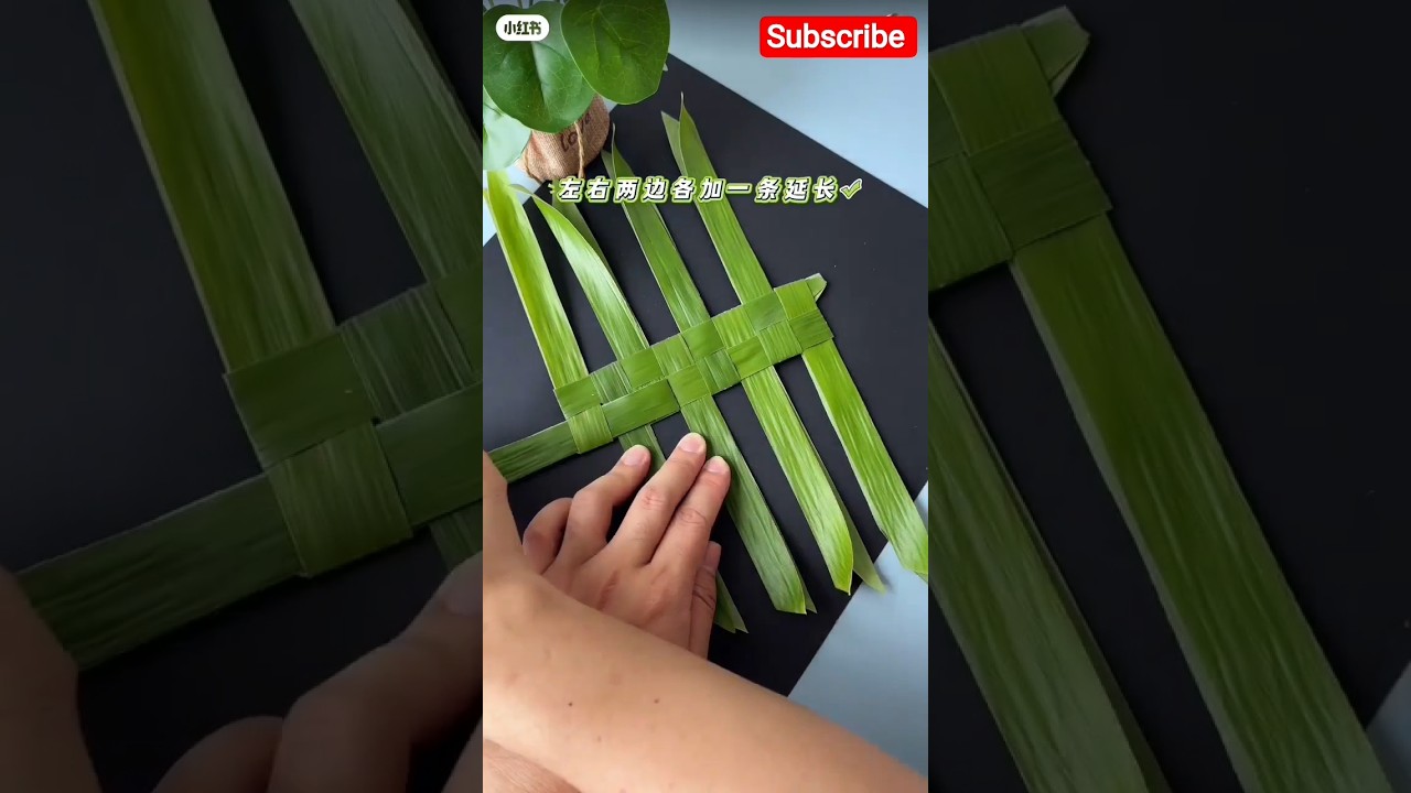 beautiful hand craft in bambo leaves 