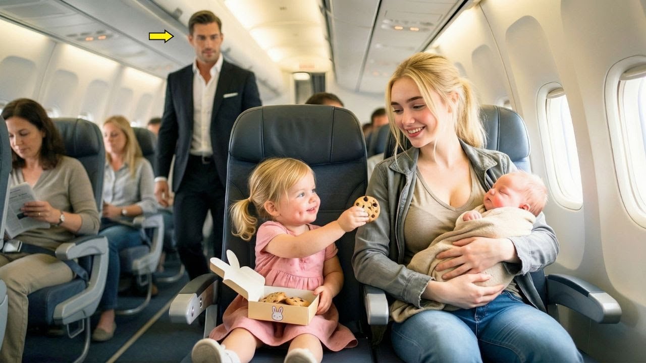 «Se condivido il mio biscotto, resterai?» — chiese la figlia del CEO a una mamma povera in aereo