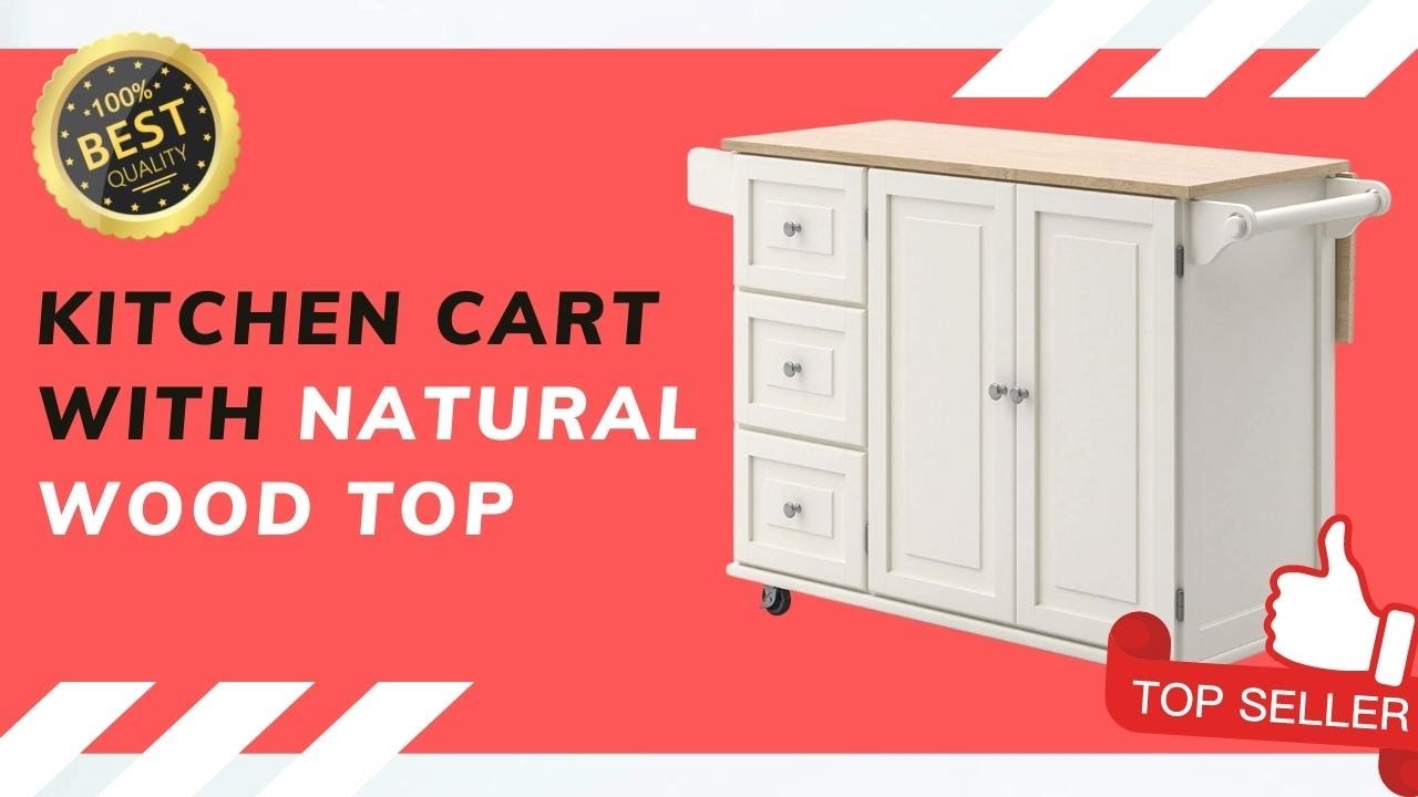 Homestyle Dolly Madison Kitchen Cart with wood top and Drop Leaf