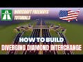 Minecraft Freeway Tutorial USA: how to build a DIVERGING DIAMOND INTERCHANGE /American Interstate 🇺🇸