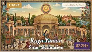Raga Yaman | 1 Hour Sitar Meditation Music | Deep Healing & Inner Peace| 432Hz Sacred Sound |राग यमन