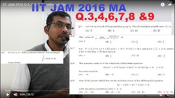 IIT JAM 2016 Q-3 ,4  ,6 ,7,8 ,9 maths solution,