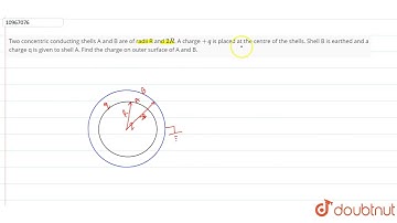 Two concentric conducting shells A and B are of radii R and 2R. A charge + q is placed at the ce...