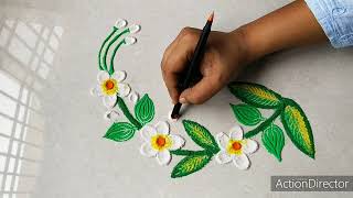 रोज काढण्यासाठी छोट्या फुलांची रांगोळी/ flower rangoli designs/unique rangoliart /rangoli/kolam/easy