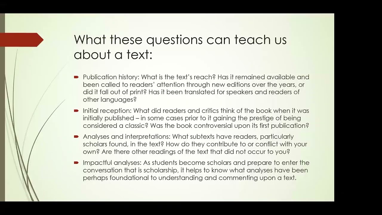 About a Book Researching the History and Criticism of a Literary Text