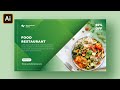 How To Make Landscape Social Media Banner | Food Restaurant | Adobe illustrator Tutorial | Part 2