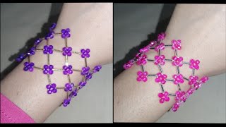 Beaded jewelry making tutorial. How to make simple &amp; elegant bracelet with bugle beads for beginners