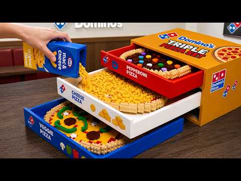 Making 3-Layers Pizza Lego Cooking Fast Food Compilation