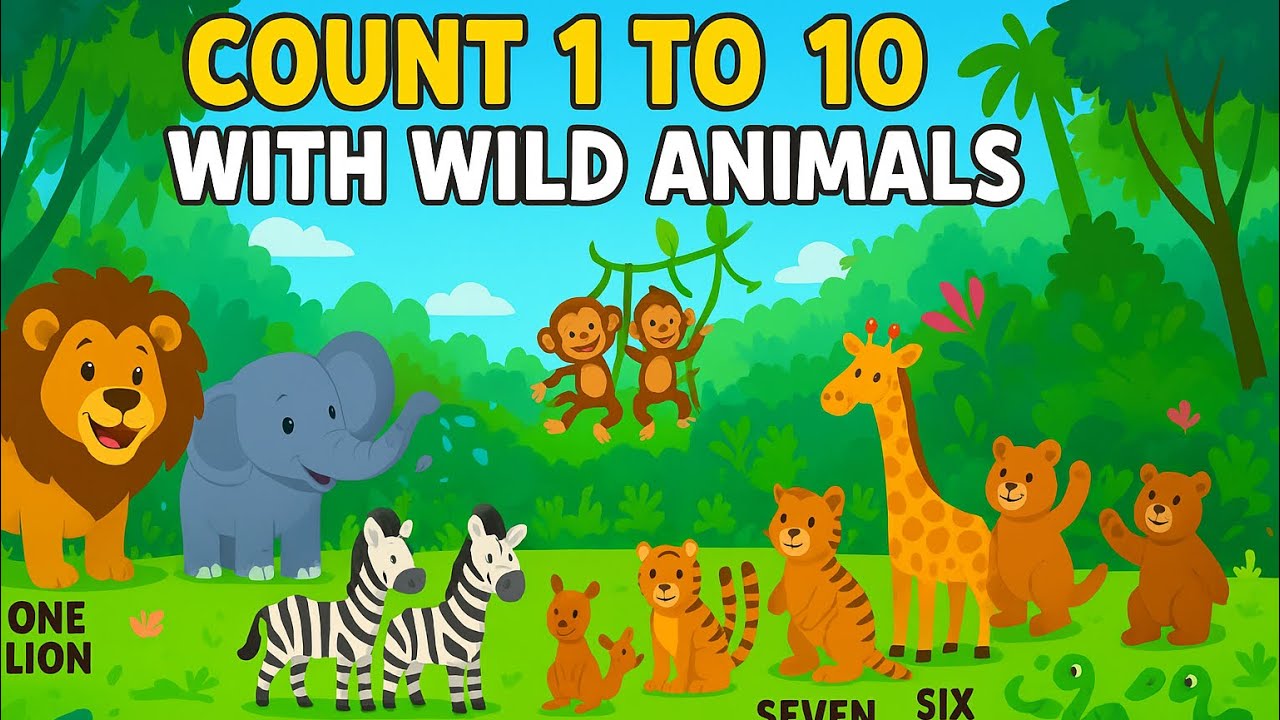 Count 1 to 10 with Wild Animals 🐒🦁🐘 | Fun Kids Counting Song & Learning ...