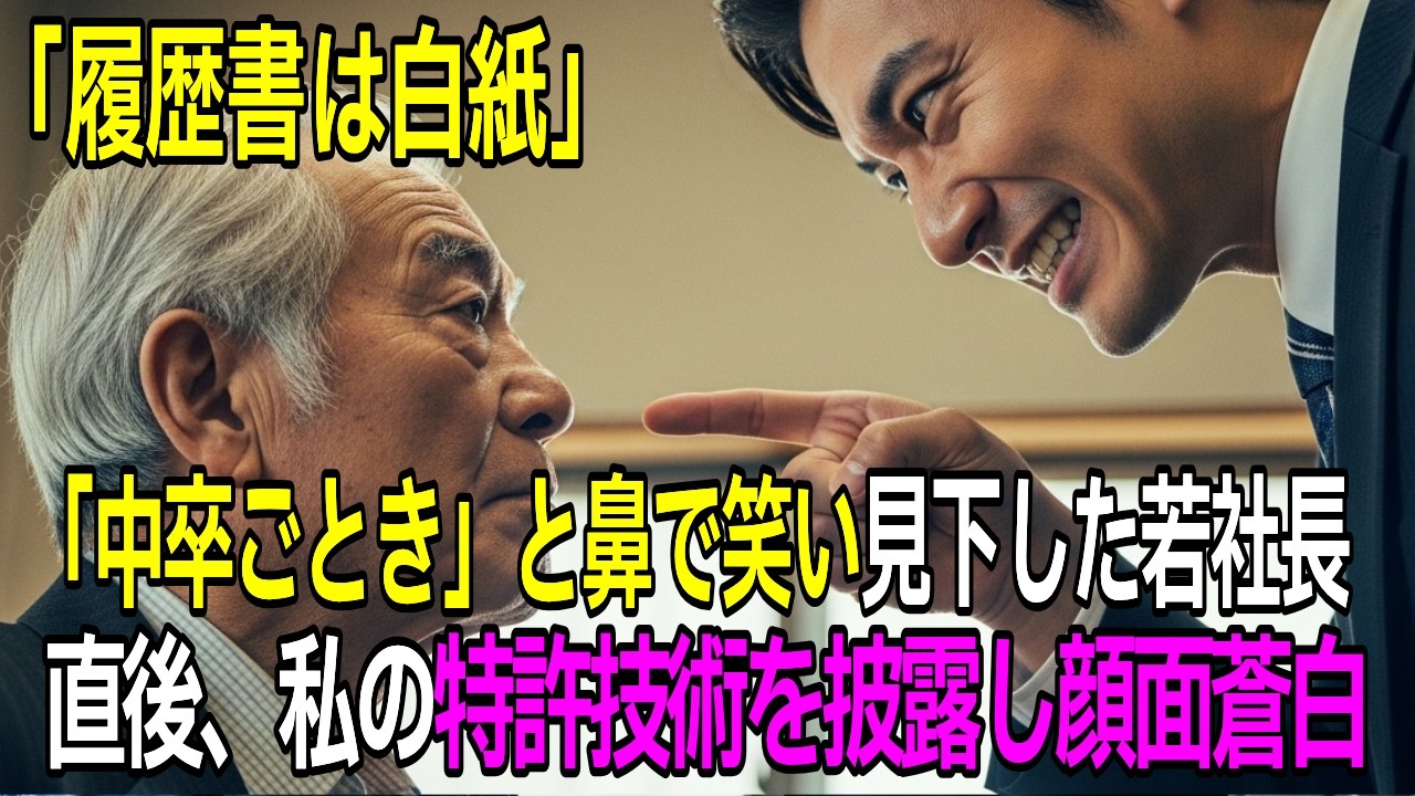 「中卒ごとき」履歴書を破った社長の眼前で特許技術を披露した結果…世界的権威の正体に震え上がる！倒産寸前の町工場で起きた衝撃の結末【感動する話】【朗読】