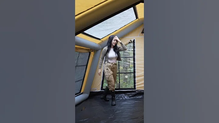 CAMPING WITH A MASSIVE INFLATABLE TENT ON A HEAVY RAIN DAY☔️