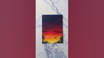 easy way to paint a sunset 🌇💜 acrylic painting for beginners ✨️