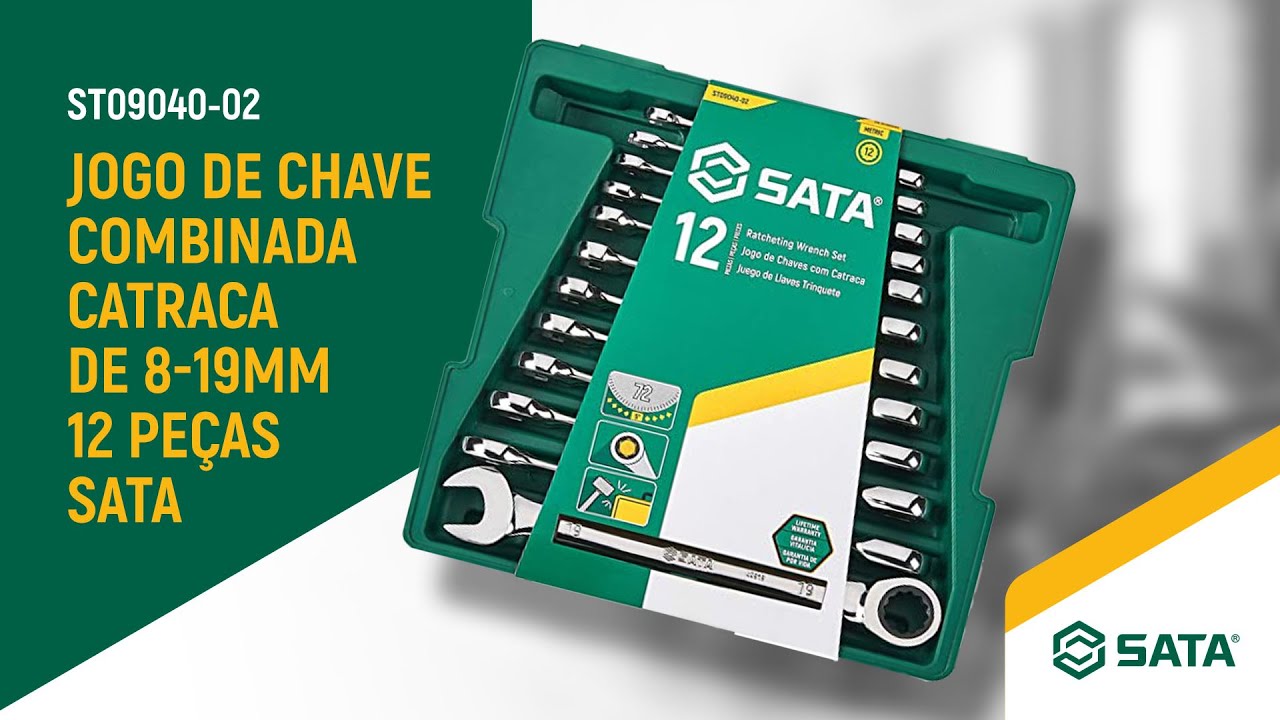 さふぁい Jogo de Chave Combinada Catraca Speedy 8mm a 19mm 12 Peças