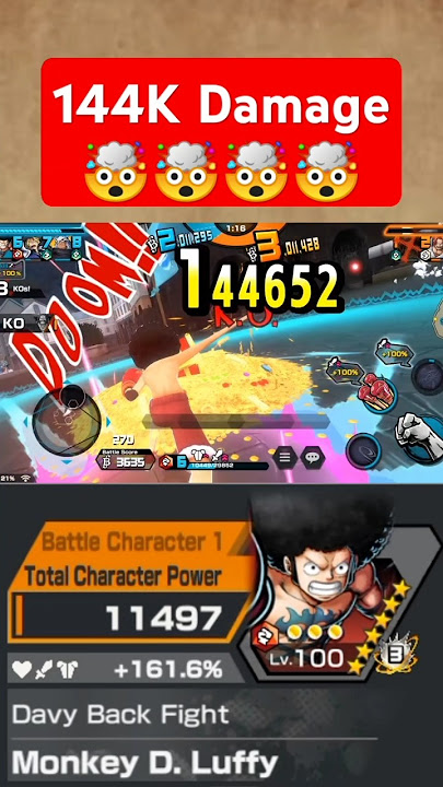 144K Damage 🥶🥶 Boost 4 Afro Luffy Davy Back VS EX Gol D Roger - One Piece Bounty Rush #opbr