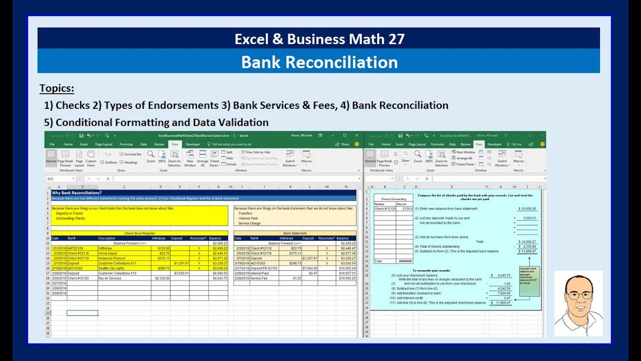easy bank Update Toán Excel \u0026 Kinh doanh 27: Đối chiếu Ngân hàng Dễ dàng