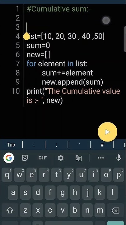cumulative sum in python program || #Cumulativesum.. - YouTube