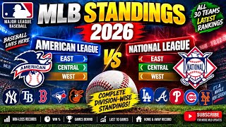 Information MLB Standings 2026 ⚾ | FULL American & National League Rankings | All 30 Teams MLB Rankings Today News