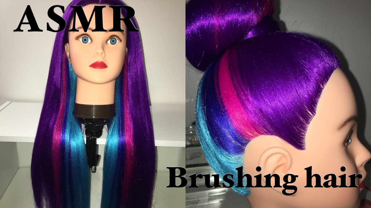 ASMR- Brushing/Playing with mannequin rainbow hair - no talking