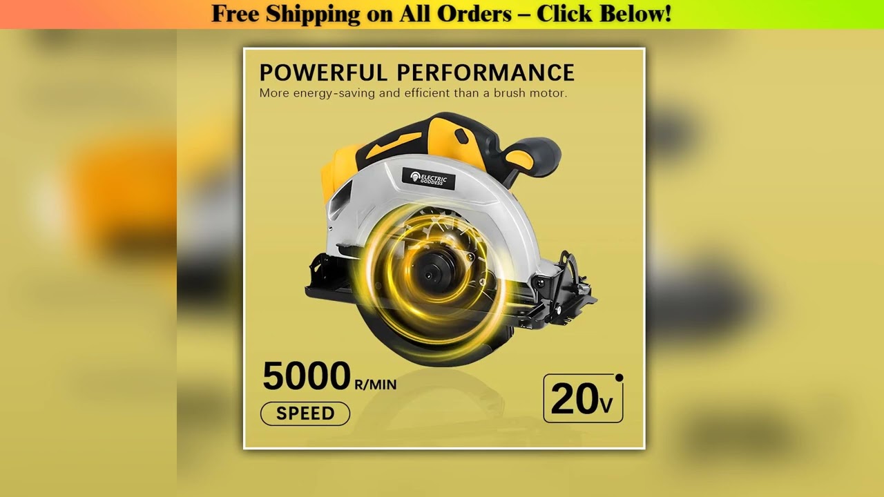 7-inch Cordless Circular Saw 5000rpm Brushless Woodworking Saw 45-degree Cutting Angle Adjustment