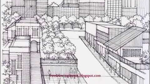 Perspective Drawing : Draw a box : A town.. bird