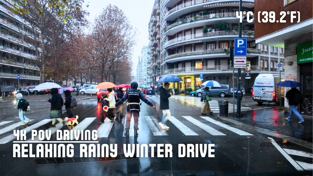 RELAXING Rainy Winter Drive: Milan, Italy December 2025 in 4K