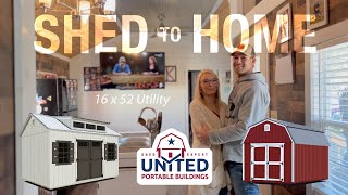 16x52 Shed to Home DIY couple wins $500 from United Portable Buildings!