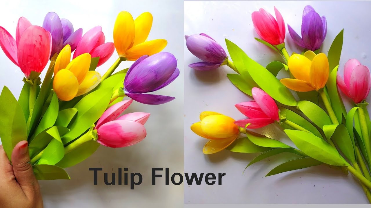 DIY tulip flower from plastic spoon | how to make tulip 🌷| craft | flower making | decoration idea