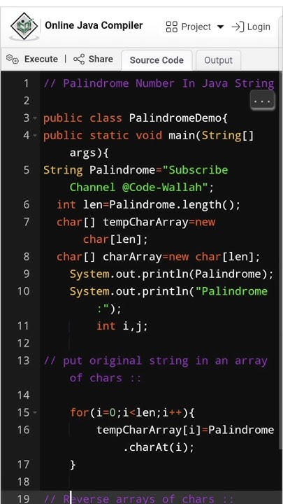 Palindrome String in Java Program |Palindrome Number|Java program # ...