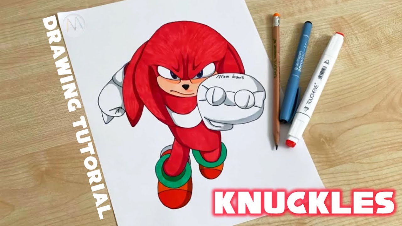 How to draw Knuckles from Sonic the Hedgehog 3 / Sonic Movie 3 - YouTube