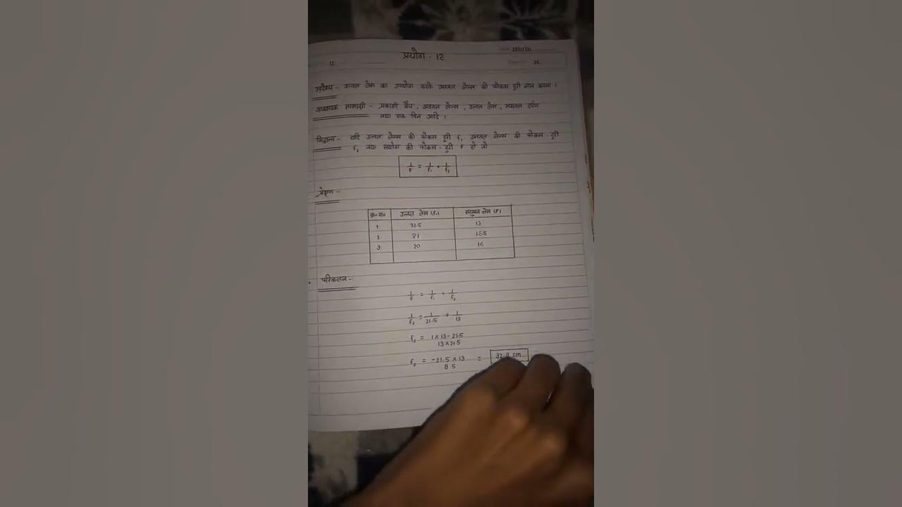 Uttar lens ka upyog karke avtal lens ki focus doori gyat physics