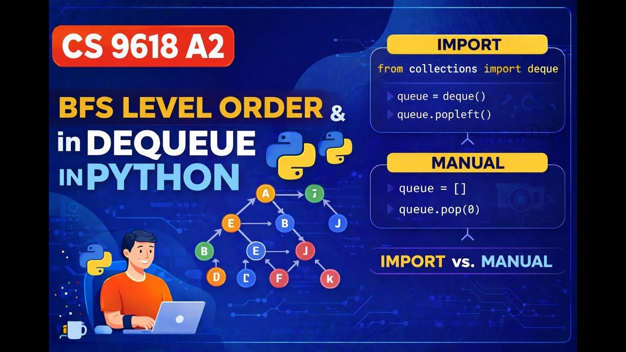 BFS Level Order using Python || Dequeue Import & Manual Dequeue || CAIE ...