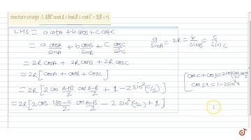 show that in a triangle `triangle  ABC: a cot A + b cot B + c cot C =2(R + r)`.