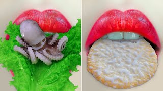 ASMR Eating Steamed Octopus with Chili Sauce, Crispy Rice Cake | 食べるタコのチリソース蒸し、サクサク餅 (咀嚼音 ASMR)
