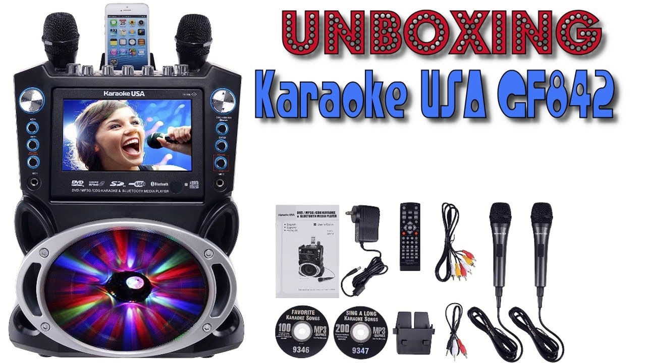 Karaoke USA GF842 DVD/CDG/MP3G Karaoke Machine with 7 TFT Color Screen,  Record, Bluetooth and LED Sync Lights