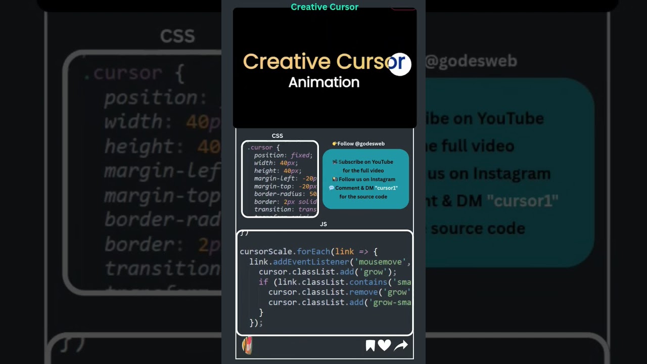 Creative Cursor Animation 🔥 HTML CSS JS Mouse Effect Tutorial