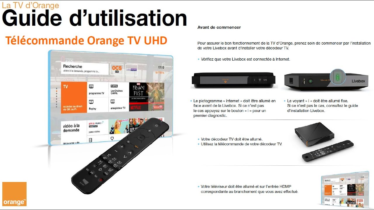 Mode d'emploi Télécommande TV UHD Orange Livebox 5 et 6 