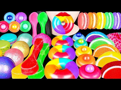 ASMR *DIY* RAINBOW DONUT, EDIBLE SPOONS KOHAKUTO GUMMY 신기한 무지개 톡톡 도넛, 먹는 숟가락 다양구미 EATING MUKBANG 먹방