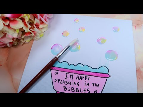 How to draw a tumblr bath with bubbles, acrylic painting, fun and satisfying Painting Video #46